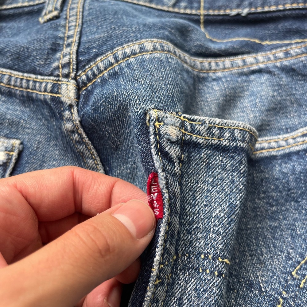 Vintage Levis 501 Big E Selvedge Denim Shorts Indigo Hidden Rivet High Waist 27 - Picture 3 of 10